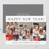 Elegant Modern Happy New Year Family Photo シーズンカード (正面/裏面)