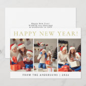 Elegant Modern Happy New Year Family Photo シーズンカード (正面/裏面)