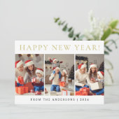 Elegant Modern Happy New Year Family Photo シーズンカード (スタンド正面)