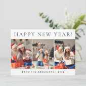 Elegant Modern Happy New Year Family Photo シーズンカード (スタンド正面)