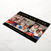 Elegant Modern Happy New Year Family Photo 箔シーズンカード (回転した状態)