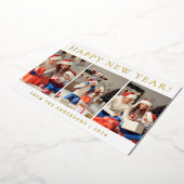 Elegant Modern Happy New Year Family Photo 箔シーズンカード (回転した状態)