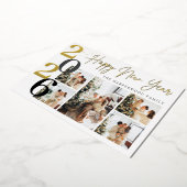 Elegant Modern Happy New Year Photo Collage 箔シーズンカード (回転した状態)