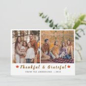 Elegant Modern Happy Thanksgiving Autumn 2 Photo シーズンカード (スタンド正面)