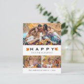 Elegant Modern Happy Thanksgiving Autumn 3 Photo シーズンポストカード (スタンド正面)