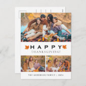 Elegant Modern Happy Thanksgiving Autumn 3 Photo シーズンポストカード (正面/裏面)