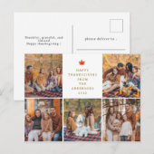 Elegant Modern Happy Thanksgiving Autumn 5 Photo シーズンポストカード (正面/裏面)
