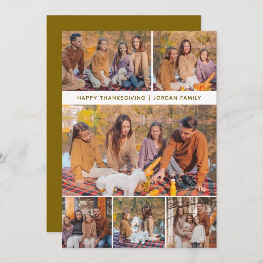 Elegant Modern Happy Thanksgiving Autumn 6 Photo シーズンカード (正面/裏面)