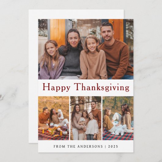 Elegant Modern Happy Thanksgiving Autumn Photo シーズンカード (正面/裏面)