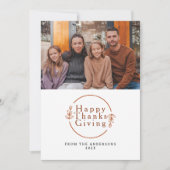 Elegant Modern Happy Thanksgiving Autumn Photo シーズンカード (正面)