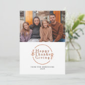 Elegant Modern Happy Thanksgiving Autumn Photo シーズンカード (スタンド正面)