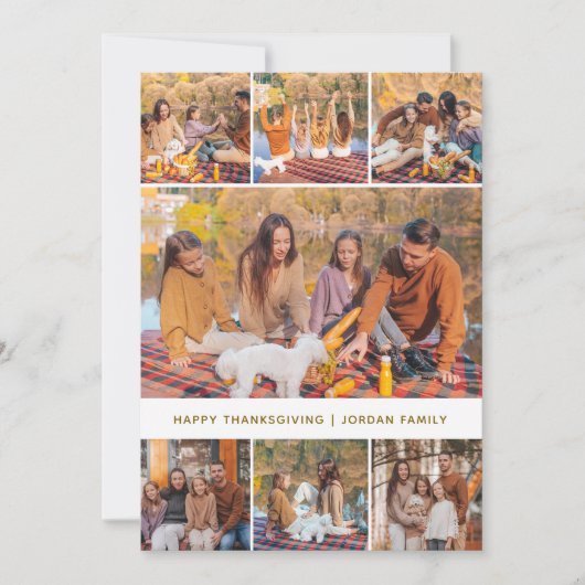 Elegant Modern Happy Thanksgiving Autumn Photo シーズンカード (正面)