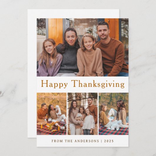 Elegant Modern Happy Thanksgiving Autumn Photo シーズンカード (正面/裏面)