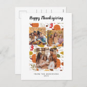 Elegant Modern Happy Thanksgiving Autumn Photo シーズンポストカード (正面/裏面)