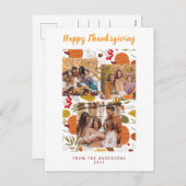 Elegant Modern Happy Thanksgiving Autumn Photo シーズンポストカード (正面/裏面)