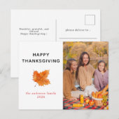 Elegant Modern Happy Thanksgiving Autumn Photo シーズンポストカード (正面/裏面)