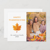 Elegant Modern Happy Thanksgiving Autumn Photo シーズンポストカード (正面/裏面)