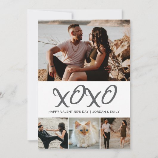 Elegant Modern Happy Valentine's Day 4 Photo シーズンカード (正面)