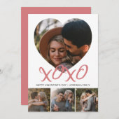 Elegant Modern Happy Valentine's Day 4 Photo シーズンカード (正面/裏面)