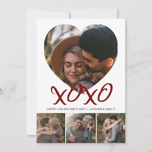 Elegant Modern Happy Valentine's Day 4 Photo シーズンカード (正面)