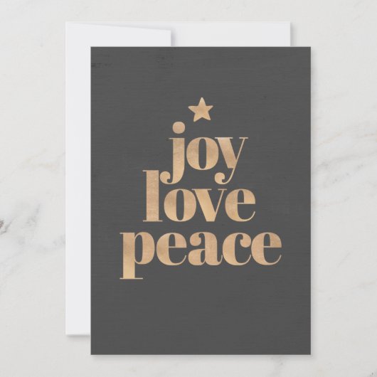 Elegant Modern Joy, Love & Peace Christmas シーズンカード (正面)