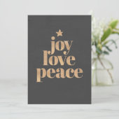 Elegant Modern Joy, Love & Peace Christmas シーズンカード (スタンド正面)