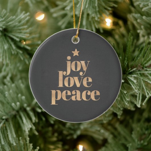 Elegant Modern Joy, Love & Peace Christmas セラミックオーナメント (ツリー)