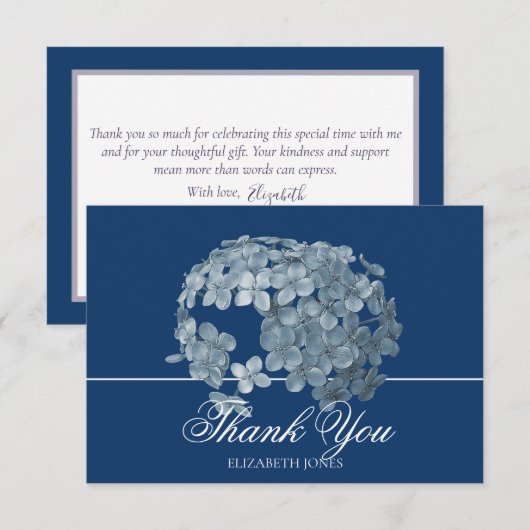 Elegant Modern Light Blue Floral Cluster Thank You サンキューカード (正面/裏面)