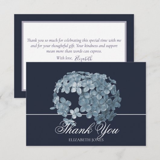 Elegant Modern Light Blue Floral Cluster Thank You サンキューカード (正面/裏面)