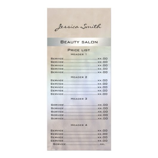 Elegant modern luxury pearl holographic menu card ラックカード (正面)