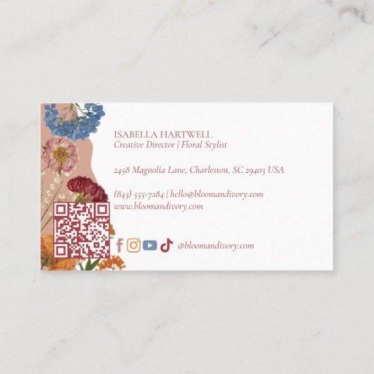 Elegant Modern Luxury Wildflower Botanical Floral 名刺 (裏面)