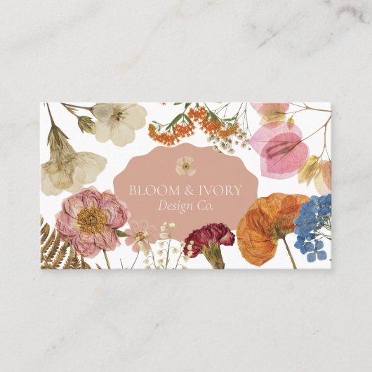 Elegant Modern Luxury Wildflower Botanical Floral 名刺 (正面)