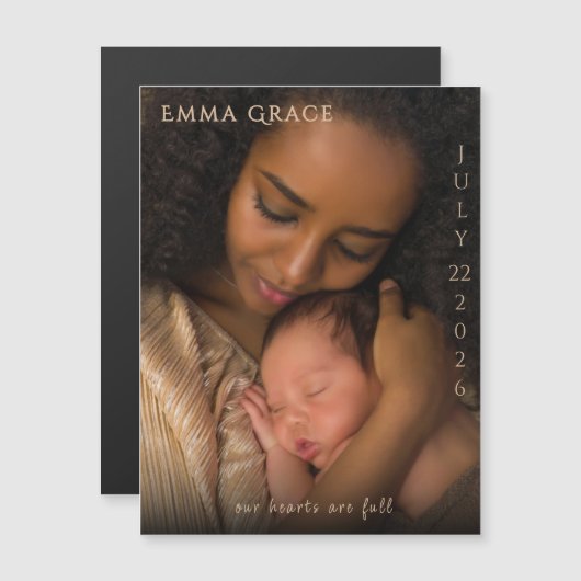 Elegant Modern Magnetic Birth Announcement  (正面/裏面)