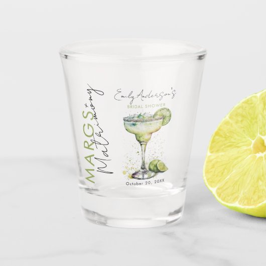 Elegant Modern Margs and Matrimony Bridal Shower ショットグラス (正面)