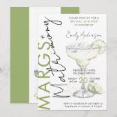 Elegant Modern Margs and Matrimony Bridal Shower 招待状 (正面/裏面)