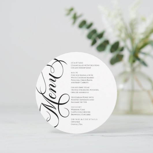 Elegant modern Menu Black and White メニュー (スタンド正面)