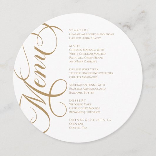 Elegant modern Menu White and Gold メニュー (正面)