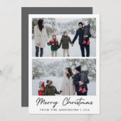 Elegant Modern Minimal Christmas Family 2 Photo シーズンカード (正面/裏面)