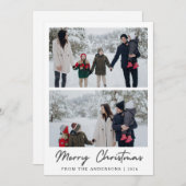 Elegant Modern Minimal Christmas Family 2 Photo シーズンカード (正面/裏面)