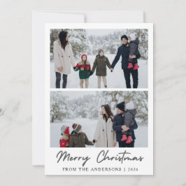 Elegant Modern Minimal Christmas Family 2 Photo シーズンカード