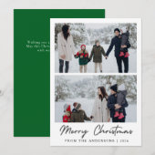 Elegant Modern Minimal Christmas Family 2 Photo シーズンカード (正面/裏面)