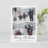Elegant Modern Minimal Christmas Family 2 Photo シーズンカード (スタンド正面)