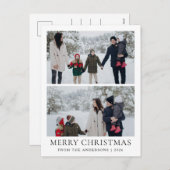 Elegant Modern Minimal Christmas Family 2 Photo シーズンポストカード (正面/裏面)