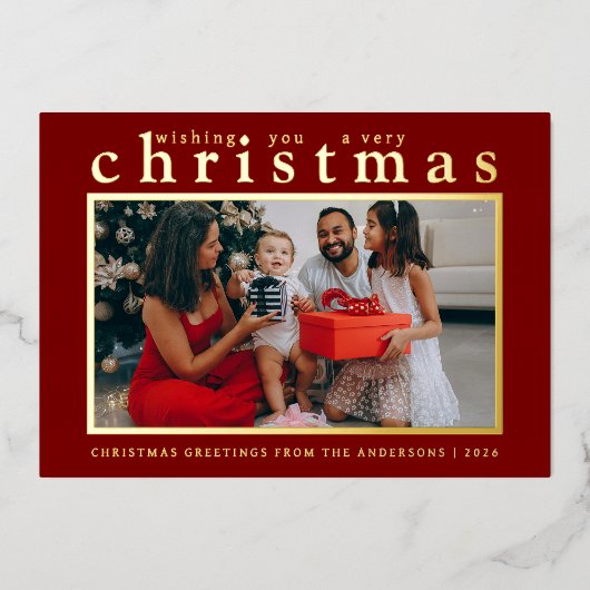 Elegant Modern Minimal Christmas | Modern Family 箔シーズンカード (正面)