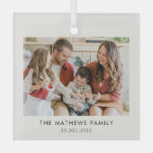 Elegant Modern Minimal Family Photo Christmas ガラスオーナメント (正面)