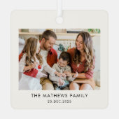 Elegant Modern Minimal Family Photo Christmas メタルオーナメント (裏面)