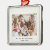 Elegant Modern Minimal Family Photo Christmas メタルオーナメント (左)