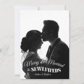 Elegant Modern Minimalist Black And White Newlywed シーズンカード (正面)