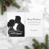 Elegant Modern Minimalist Black And White Newlywed シーズンカード