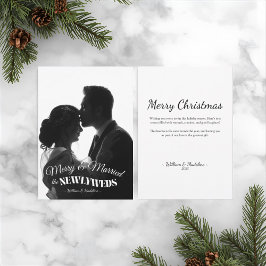 Elegant Modern Minimalist Black And White Newlywed シーズンカード